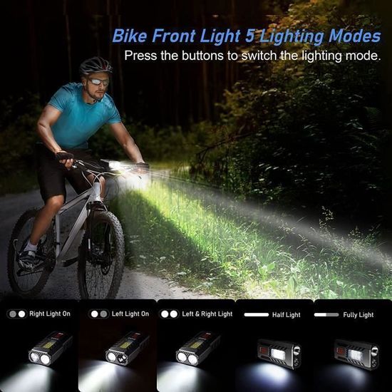 Lampe De Vélo LED Super Lumineuse – Phare Avant Rechargeable USB – Puissant