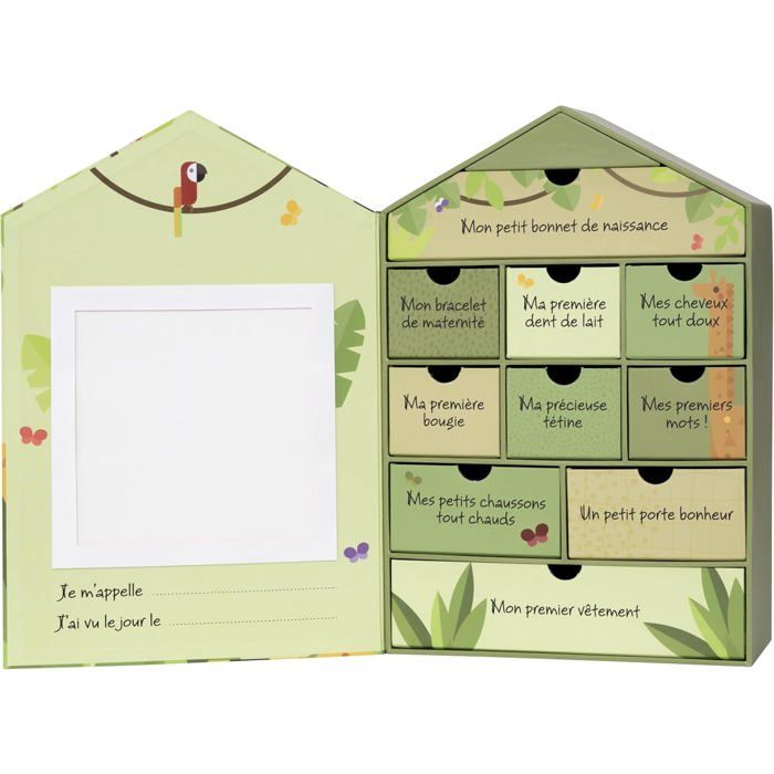 Coffret album de naissance empreintes pieds et mains fille ATMOSPHERA