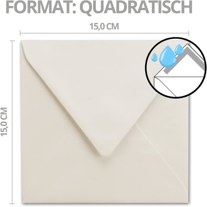 Lot de 100 enveloppes carrées - 15 x 15 cm - Blanc – 100 g/m²