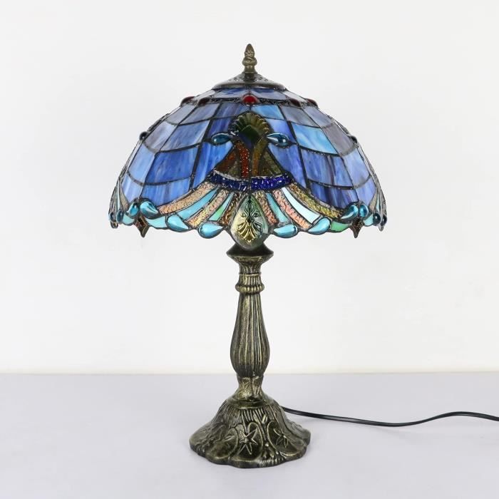 Lampe de banquier Tiffany bleue - Luminaires art déco style vintage