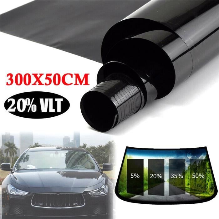 Film solaire teinté 50% VLT noir pour vitres de voitures - 50x300cm
