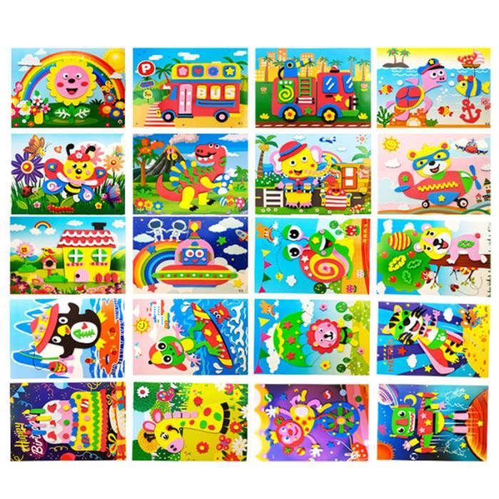 Puzzle de 5 feuilles - Autocollants En Mousse Eva 3d Pour Enfants, Puzzle,  Jeu, Dessin Animé, Animaux, Appren