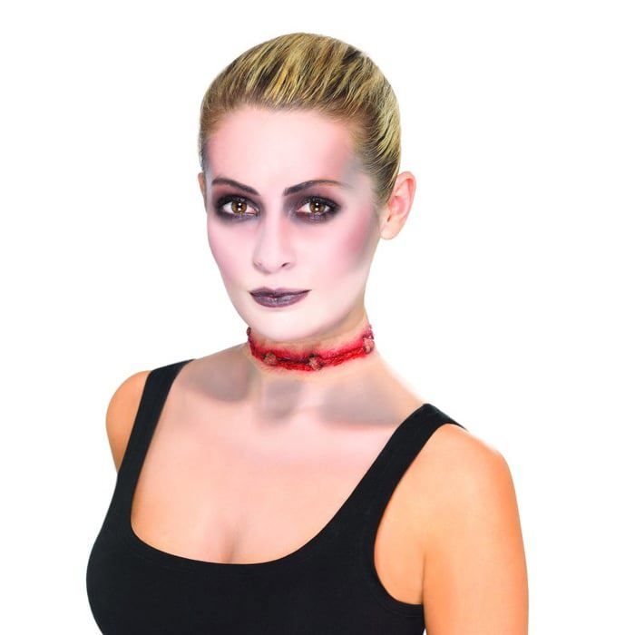 Collier Halloween Ras-du-cou Perles Blanches Et Rouges, Réglable - Neuf Avec étiquettes