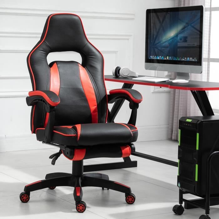 HOMCOM Fauteuil gamer grand confort fauteuil de bureau gamer