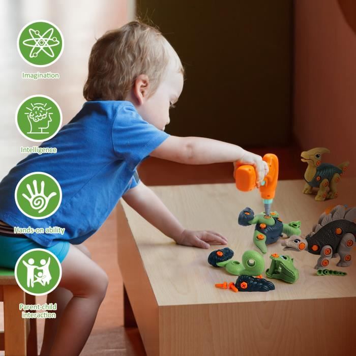 Démonter les jouets dinosaures pour les enfants - Construction Dino Egg  Play Kit avec tournevis Bricolage Construction Ingénierie Ensemble Stem