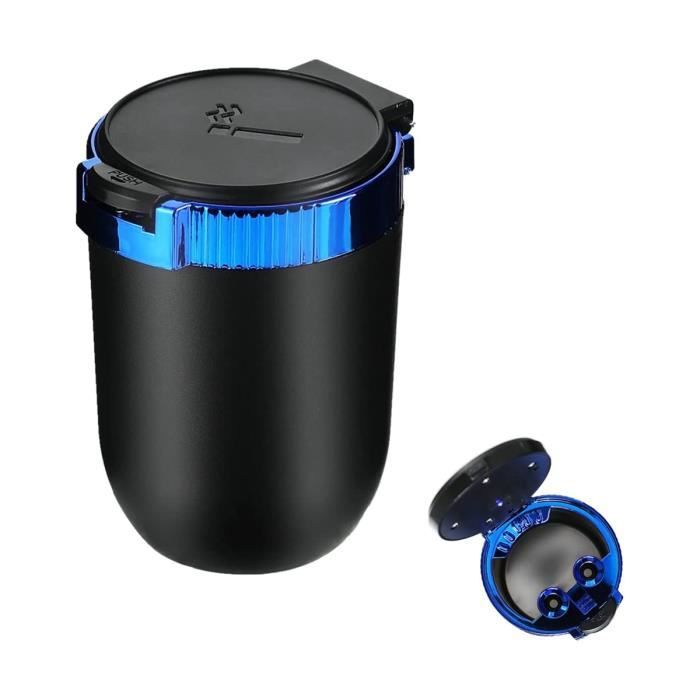 Cendrier de Voiture avec Couvercle Cendrier Portable Bleu Mini Poubelle de  Voiture avec LumièRe Bleue LED Coupe-Vent pour les