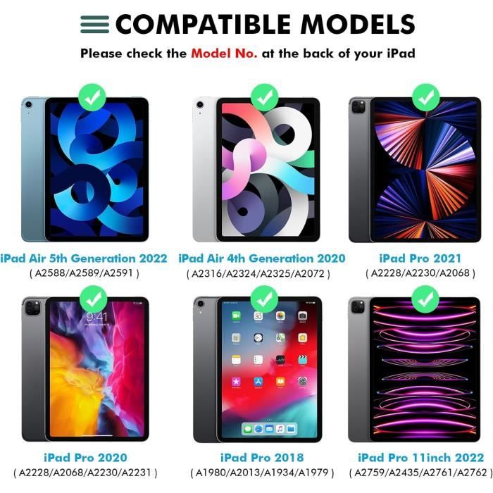 ProCase Étui Coque pour iPad Air 5ème 2022/iPad Air 4ème 2020 10.9 Pouces,  Modèle A2588, A2589, A2591, A2324, A2072, A2316, A2325, Étui Housse de