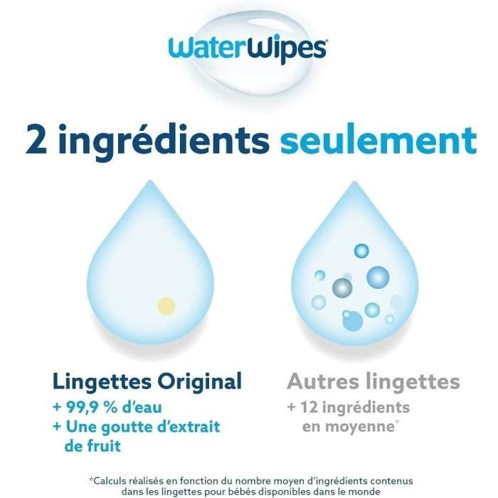 WaterWipes Lingettes Bébé Biodégradable 9 x 60 pièces