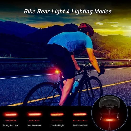 Éclairage Vélo Avant Arrière LED Rechargeable USB 8/12 Modes IPX65 Étanche - Lampe Vélo Puissante