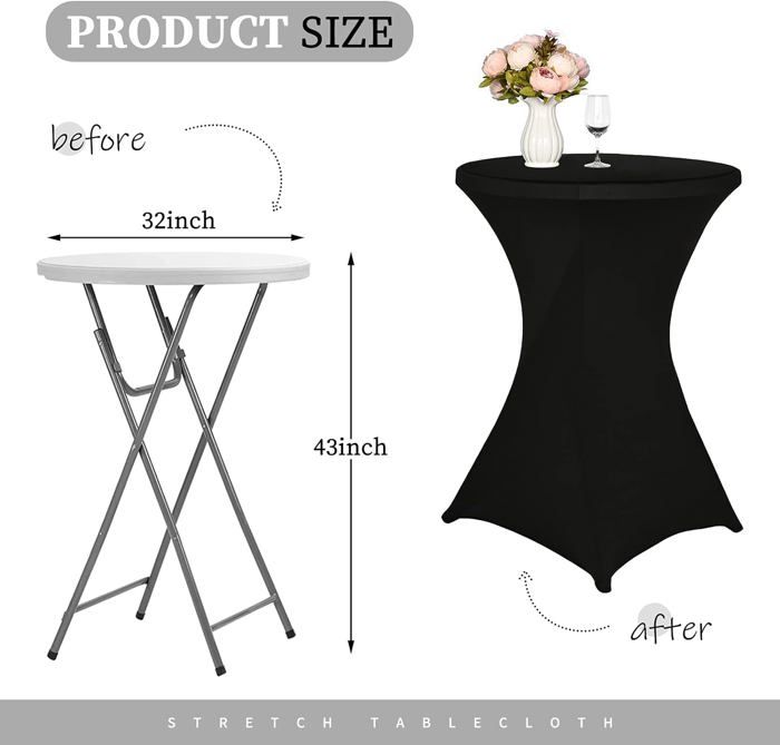 Beautissu Lot de 2 Housses de Table Haute de bistrot 70-75 cm - Anthracite - Mange Debout