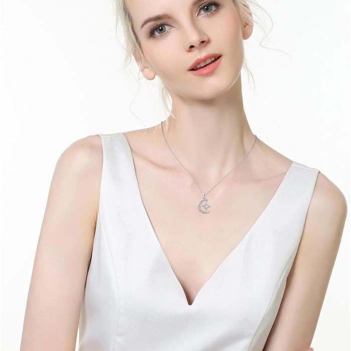 Collier Long 36" (91cm) En Pierre De Lune Arc-en-Ciel - Chaîne Maille Barre Argentée - Fait Main - SR 3423