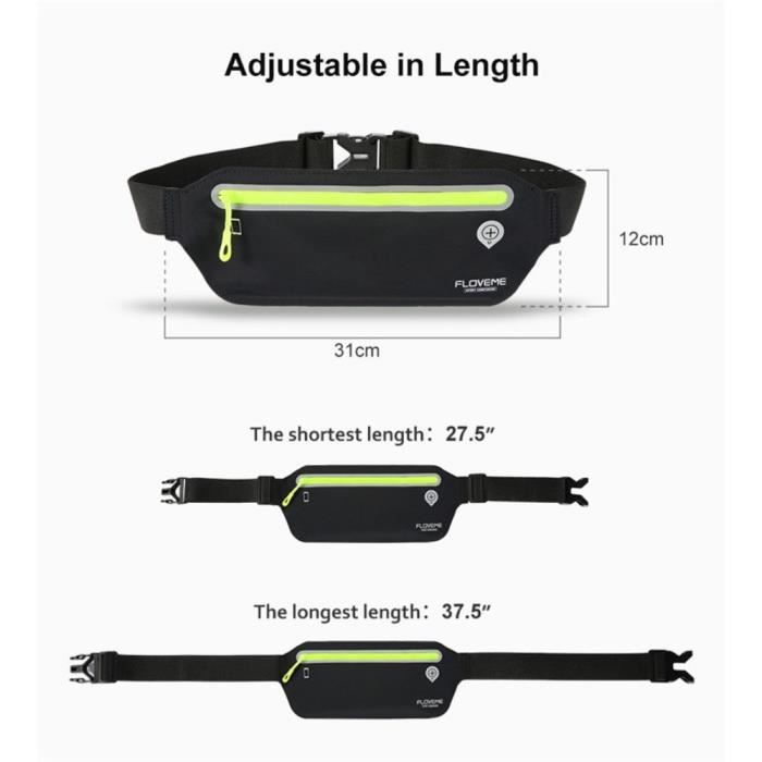 Ceinture Running Hydratation Avec Poches - Sac Banane Sport Ajustable 79-110cm - Bandes Réfléchissantes