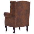 Fauteuil chaise siège lounge design club sofa salon chesterfield et repose-pieds marron similicuir daim 1102228/3-3