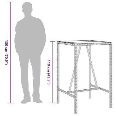 vidaXL Table de bar de jardin Noir 60,5x60,5x110,5 cm Résine tressée