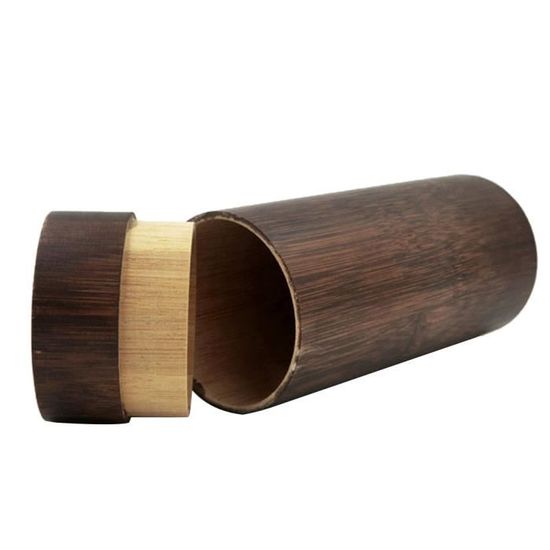 Boîte à lunettes cylindrique en bambou boîte de rangement noire pour lunettes de soleil étui à lunettes haut de gamme accessoires de soin des yeux étui de protection de lunettes de soleil