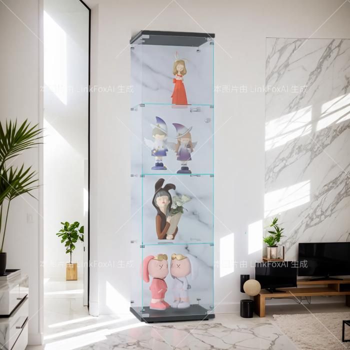 Vitrine,Vitrine en Verre 164 cm Vitrine Pour Collection 4 Couches avec 2 Porte et Serrure Armoire de Collection Salon,Blanc - Maison