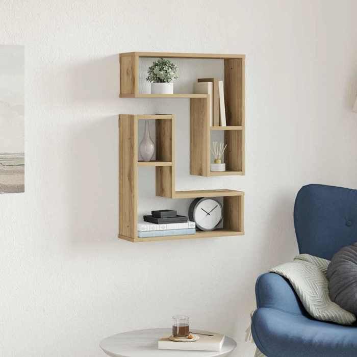 WOLTU Lot De 4 Étagères Murales Flottantes MDF – 70x23x3,8 Cm, Style Rustique, Pour Salon, Cuisine, Chambre