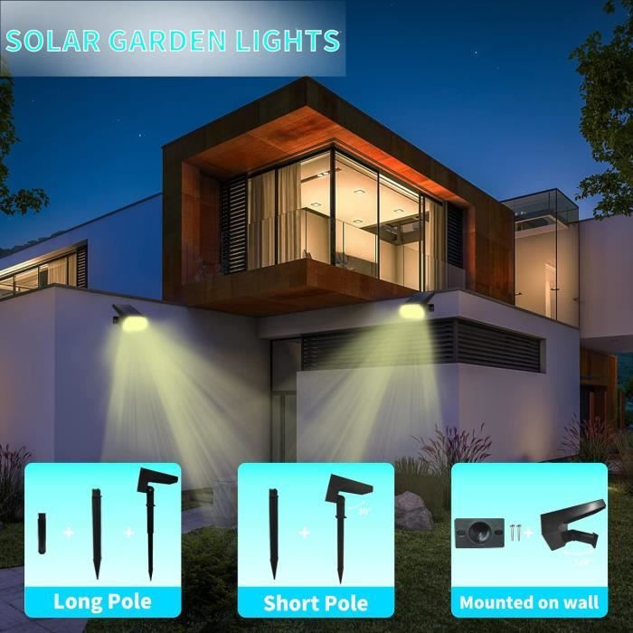 Spot Solaire Extérieur - Lampe Jardin Puissante Etanche IP65 - Auto On-Off  Eclairage [J562] - Cdiscount Maison