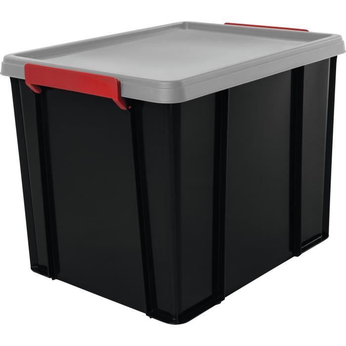 Plastique Noir Rangement Boîte Avec Couvercle Fort Durable