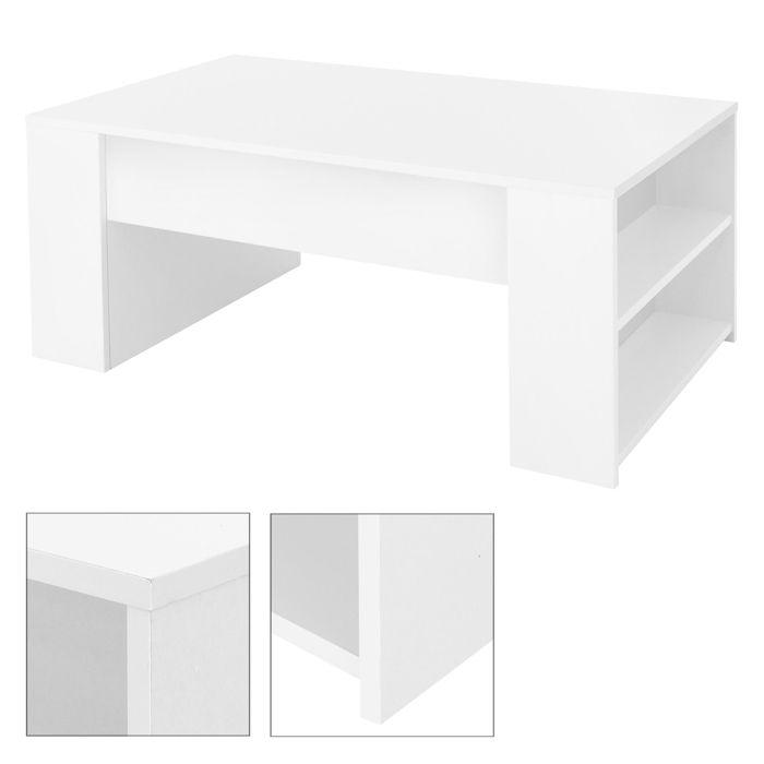 Table basse contemporaine MODERNLUXE - 4 tiroirs - espace de rangement - design géométrique - blanc - Maison Table basse contemporaine MODERNLUXE - 4 tiroirs - espace de rangement - design géométrique - blanc - Maison