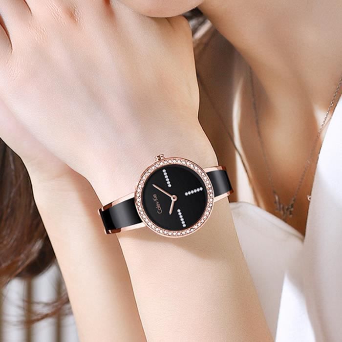 Montre Femme Neuve Avec Bracelet Noir - Avec étiquettes - Bijou Fantaisie élégant