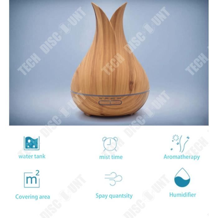 TD® diffuseur huiles essentielles electrique humidificateur maison parfum  bois grande capacité lumineux pulverisateur led naturel