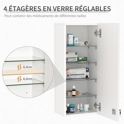 Armoire à Pharmacie - YUENFONG - Acier Inoxydable - 4 Compartiments