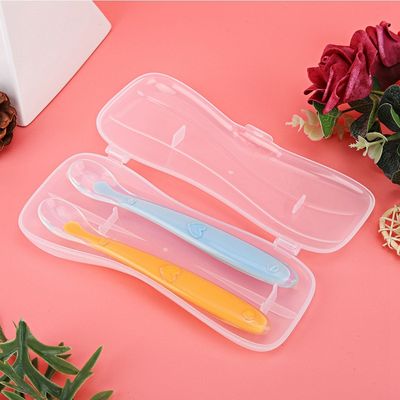 2 Cuillères Bébé En Silicone Avec Boîte - Lave-vaisselle Safe - Pour Bébés +4 Mois - Ergonomique, Doux, Jaune