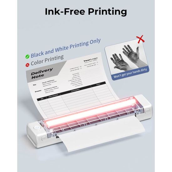 Phomemo Imprimante Thermique A4, Imprimante Portable sans Encre pour
