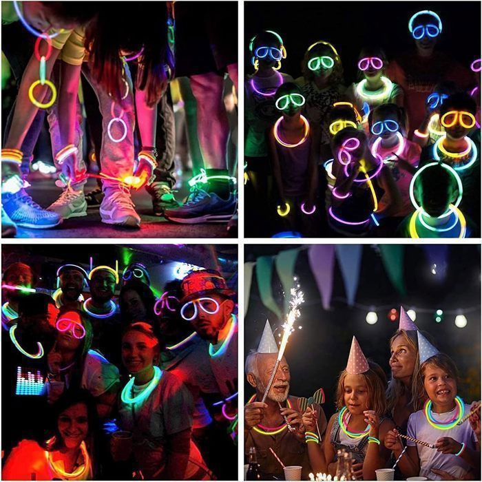 Mkitnvy 230 Pièces Bracelets Lumineux – Bâtons Fluo, Connecteurs, Lunettes – 6-12 H, Non Toxique – Dès 3 Ans