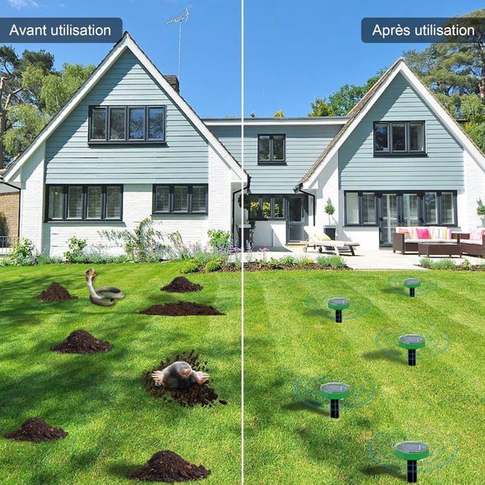 Répulsif Solaire à Ultrasons Pour Souris - 4 Pièces - Répulsif Taupe Efficace