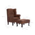 Fauteuil chaise siège lounge design club sofa salon chesterfield et repose-pieds marron similicuir daim 1102228/3-5