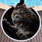 Serviette De Plage Ronde Avec Franges Microfibre 150cm150cm Lion