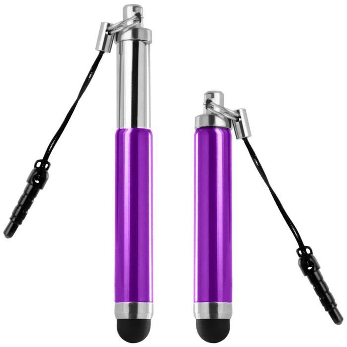 Attache Jack 3.5 mm Stylet Retractable Violet pour écran Tactile 