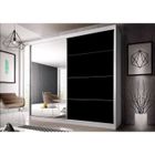 HUCOCO BERTO - Grande armoire à portes coulissantes - Miroir - 5 étagères + tringle - 218x183x61 cm - Noir
