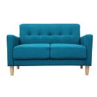 Miliboo - Canapé scandinave 2 places en tissu bleu canard et bois clair MOON
