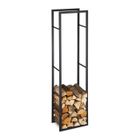 Relaxdays Etagère de cheminée pour intérieur Support élevé bois de chauffage Cheminée, Acier HxlxP 170 x 44,5x30cm Noire
