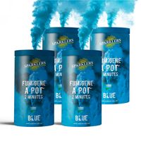Fumigène en Pot 2 MINUTES couleur Bleu - Lot de 4 - Allumage à mèche, durée 120 secondes,