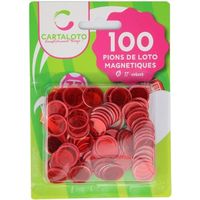 100 pions de loto magnetique 17mm coloris Rouge Marquage et ramasse facile Jetons aimantes Set accessoire Jeu Bingo carte