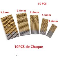 50PCS 1 - 3mm Foret hélicoïdal HSS Haute Acier Perceuse Pour Bois Plastique