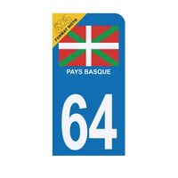 Autocollant Sticker Plaque d'immatriculation Moto 64 Pays Basque