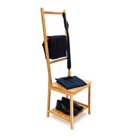 Porte-Serviettes Bambou Relaxdays - 3 Barres + Étagère, 110x53cm, Pliable, Salle De Bain