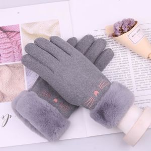 Gants Femmes Demi-Doigts brod/és t/ête de Mort en Daim Hiver Gants de Poignet Chauds Filles Mitaines Cadeau de No/ël