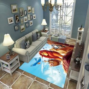 TAPIS Tapis de salon et de chambre moderne à poils courts et doux - Roi Lion - 120x160cm - Multicolore
