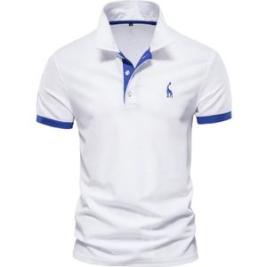 POLO Polo Homme,Manches Courtes Poloshirt Homme,Casual Sport Polo Hommes Golf-Blanc