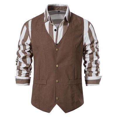 Gilet Pour Homme Style Vintage - Col V, Sans Manches, Slim Fit, Poches Pratiques, Idéal Automne/printemps