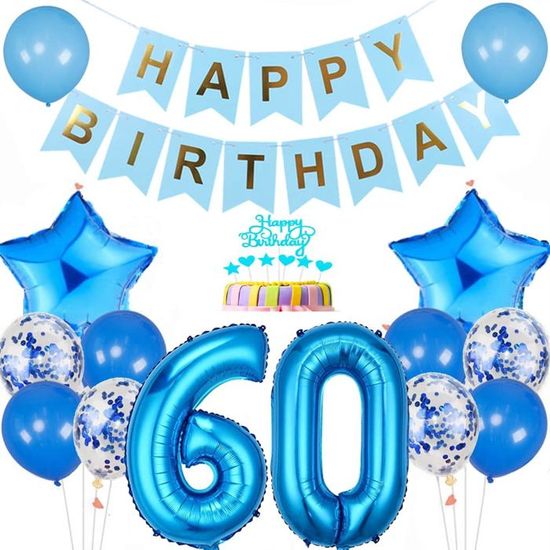 Déco Anniversaire 60 Ans Vert Et Or - Kit Complet Avec Bannière, Pompons Et Confettis - Célébration Élégante