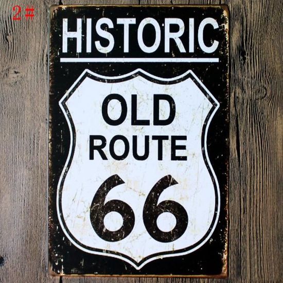 Route 66 Est Date 1926 Plaque en Fer Blanc M/étallique Vintage Affiche dart Mural Peinture De Fer D/écoration Dint/érieur Artisanat Caf/é Bar Magasin Cadeau