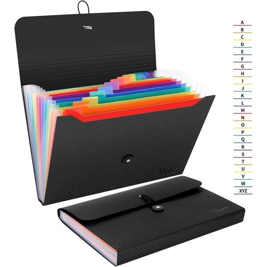 Rapesco 1638 Trieur Extensible 13 Compartiments A4 Antibactérien Noir - Organiseur Documents Valisette