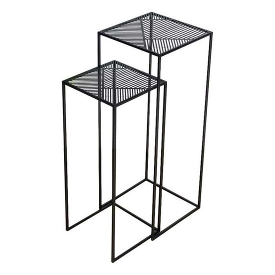 Set De 2 Sellettes En Bois Et Métal Blanc 34x34x74cm